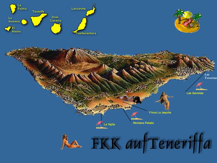 Karte FKK-Strände auf Teneriffa